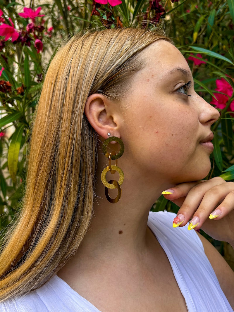 Boucles d’oreilles dorées anneaux entrelacés – Esprit design & léger