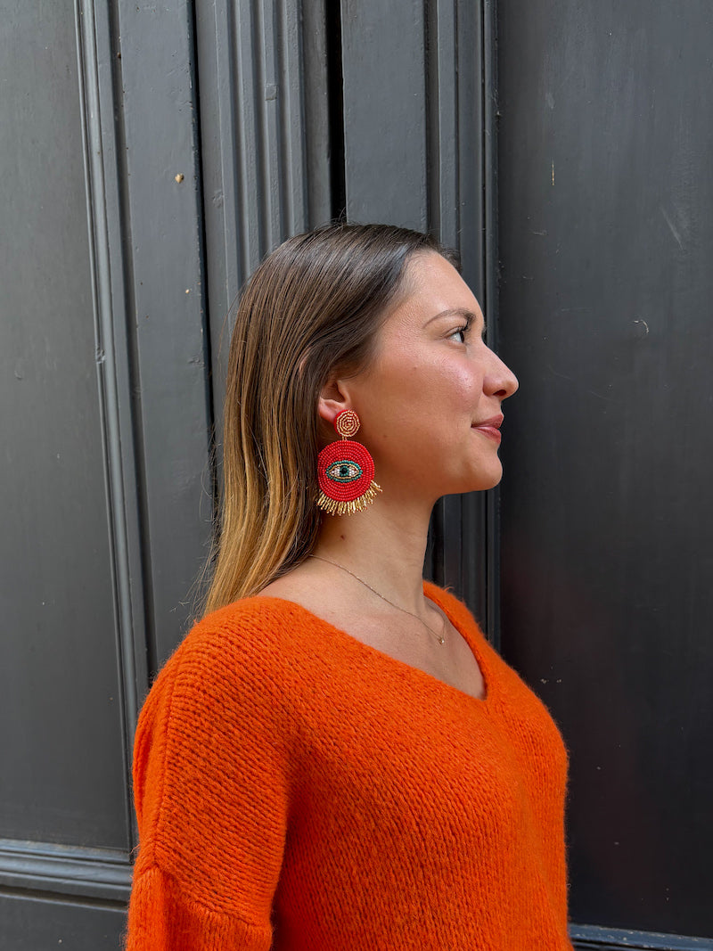 Boucles d'oreilles en perles oeil protecteur bohème
