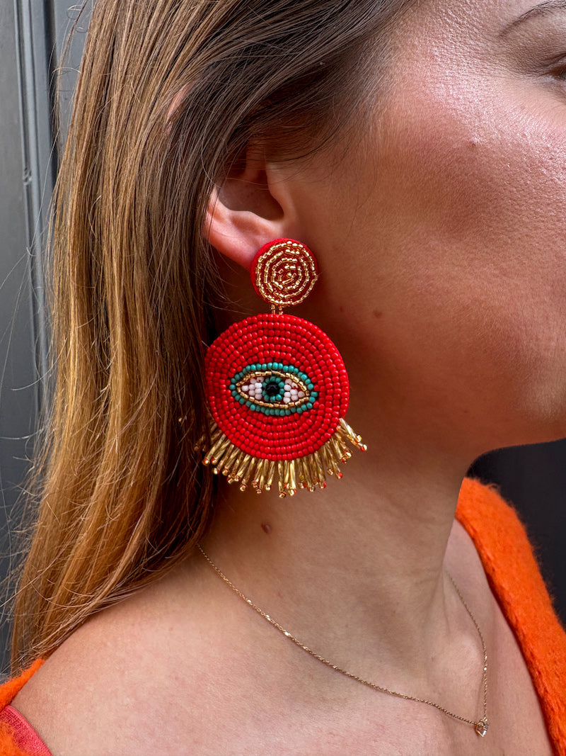 Boucles d'oreilles en perles oeil protecteur bohème