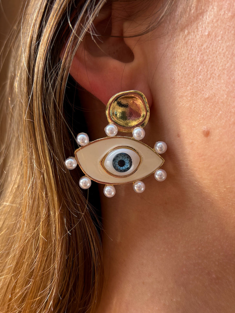 Boucles d'oreilles en acier oeil protecteur