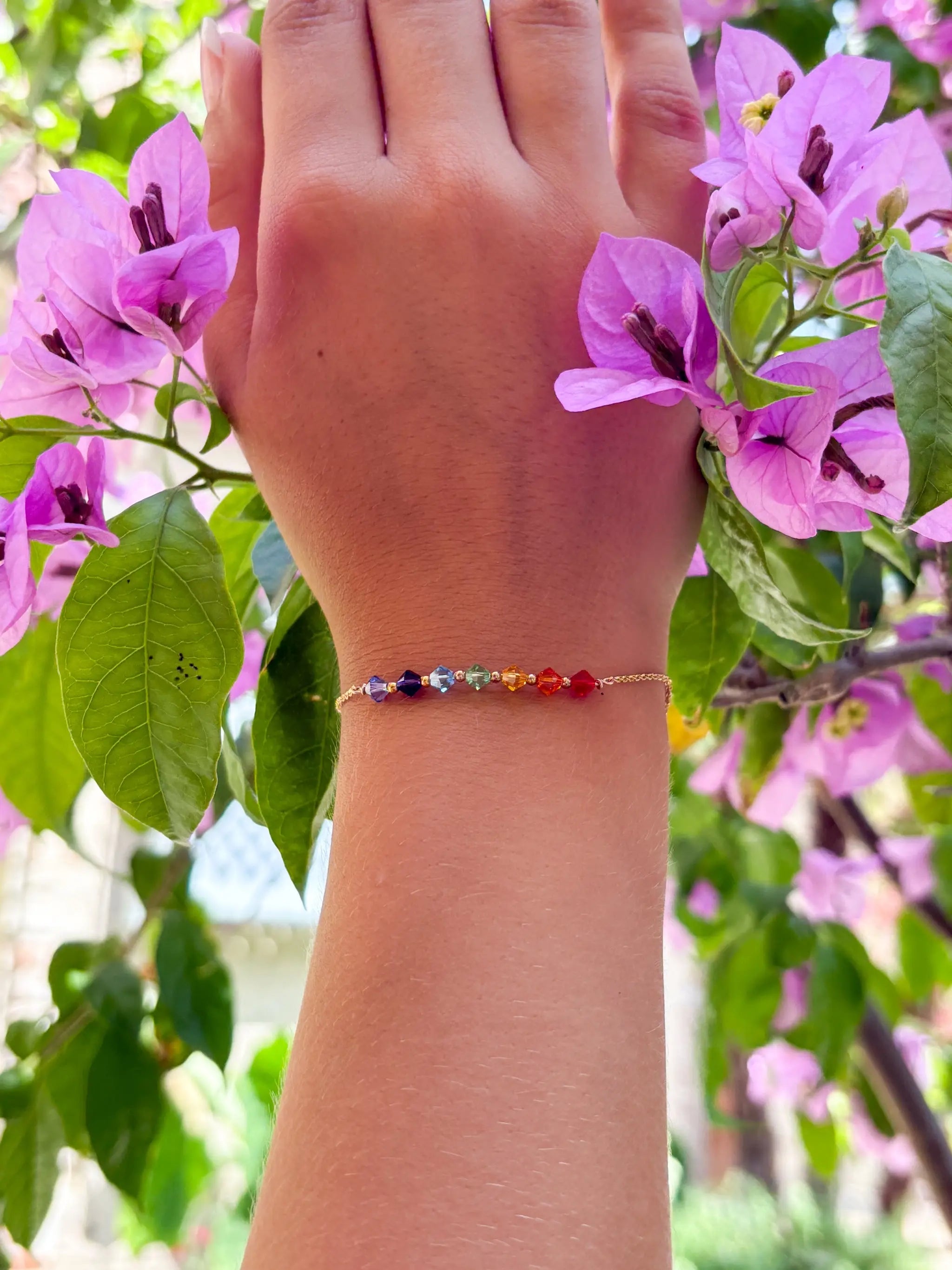 Bracelet 7 chakras en plaqué or et cristal de Swarovski