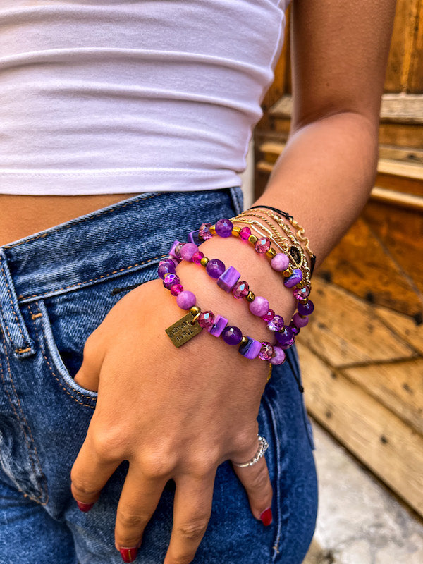 Collier bracelet violet en pierres semi-précieuses T'as Vu La Vierge