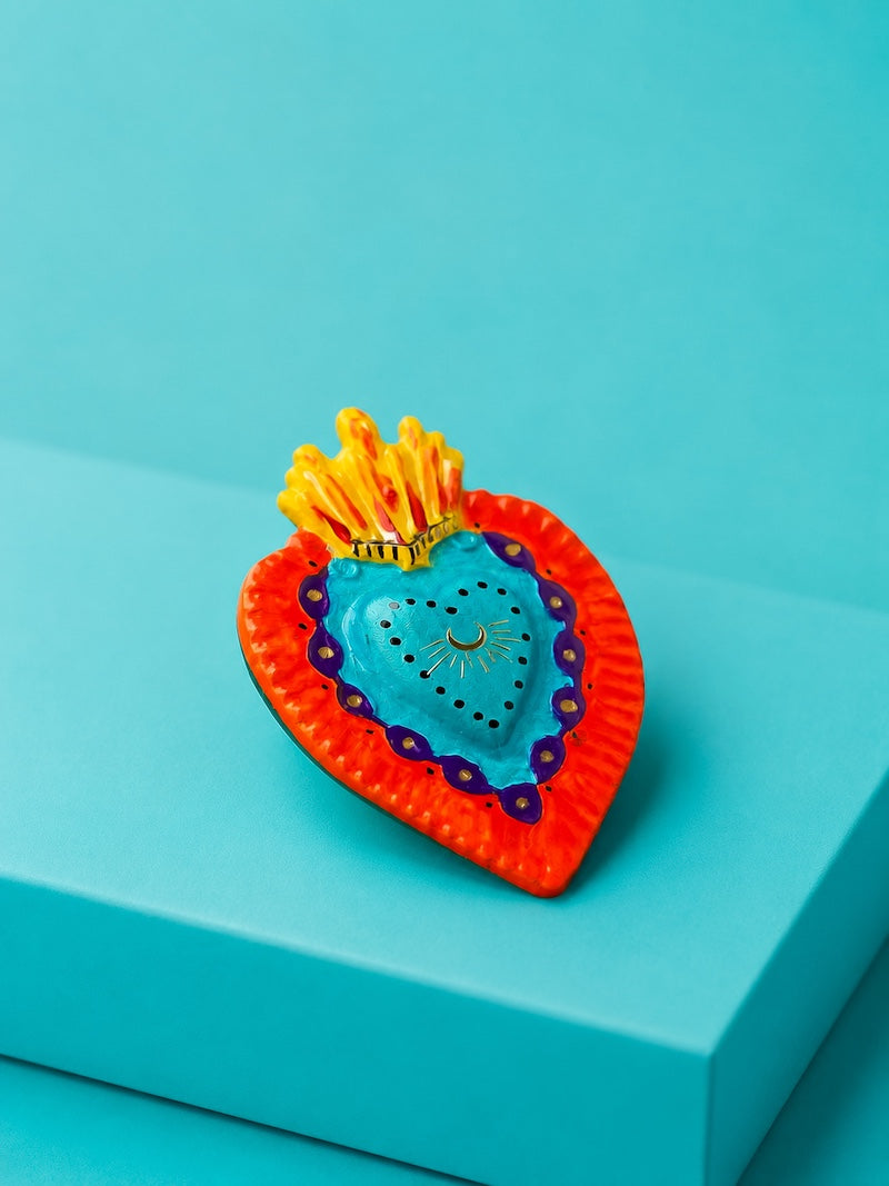 broche bleu coeur sacre