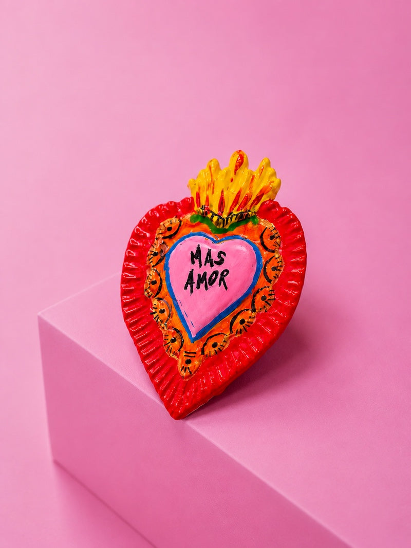 Broche coeur sacré Mas Amor - Création artisanale