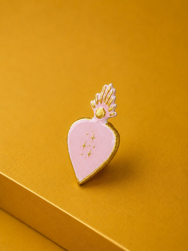broche coeur rose ex voto