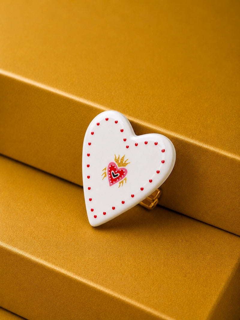 Broche coeur ex-voto rose