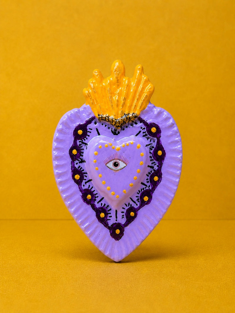 broche coeur violet ex voto tendance