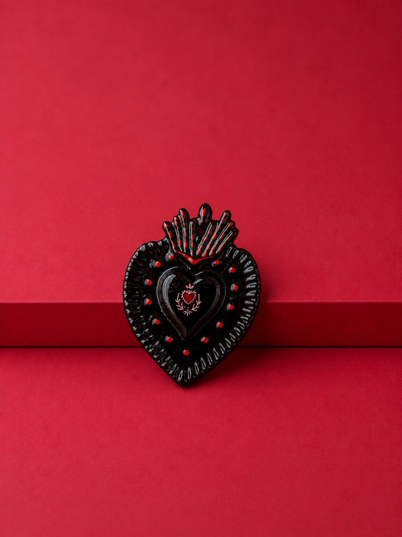 broche ex voto mexicain noir rock