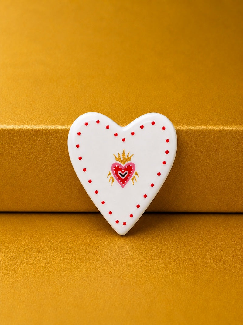 Broche coeur ex-voto rose
