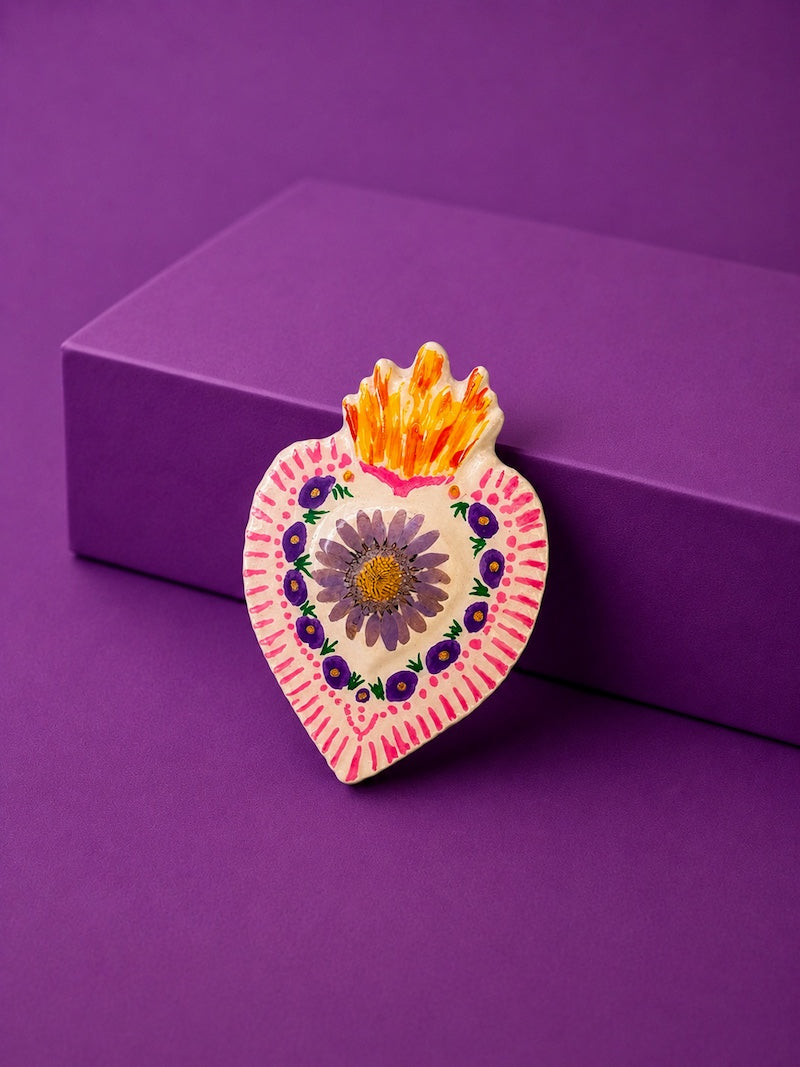 broche coeur sacre protecteur violet
