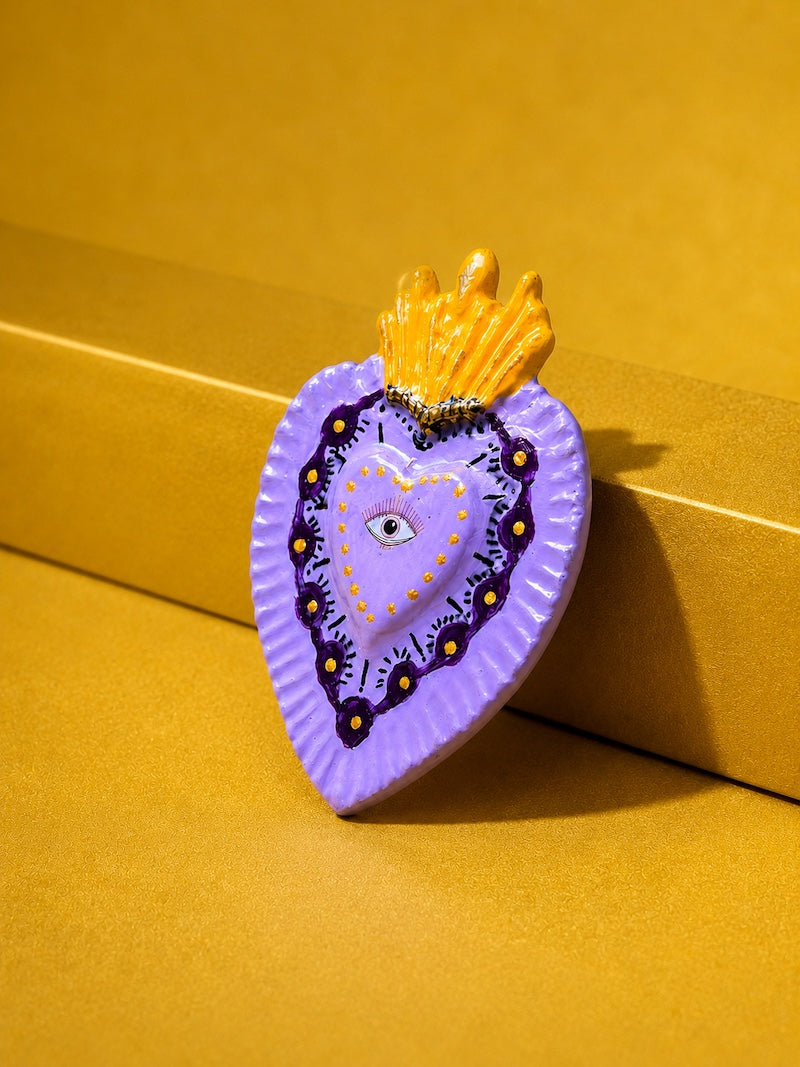 broche tendance coeur violet ex voto