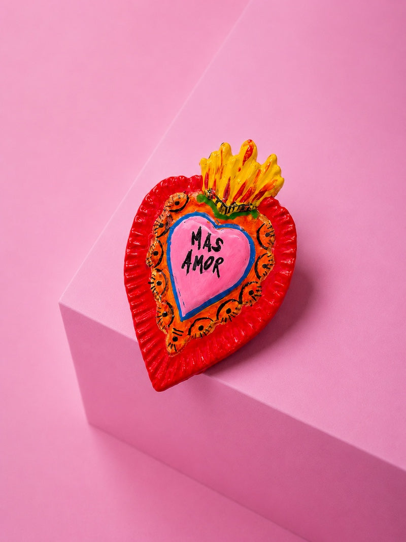 Broche coeur sacré Mas Amor - Création artisanale