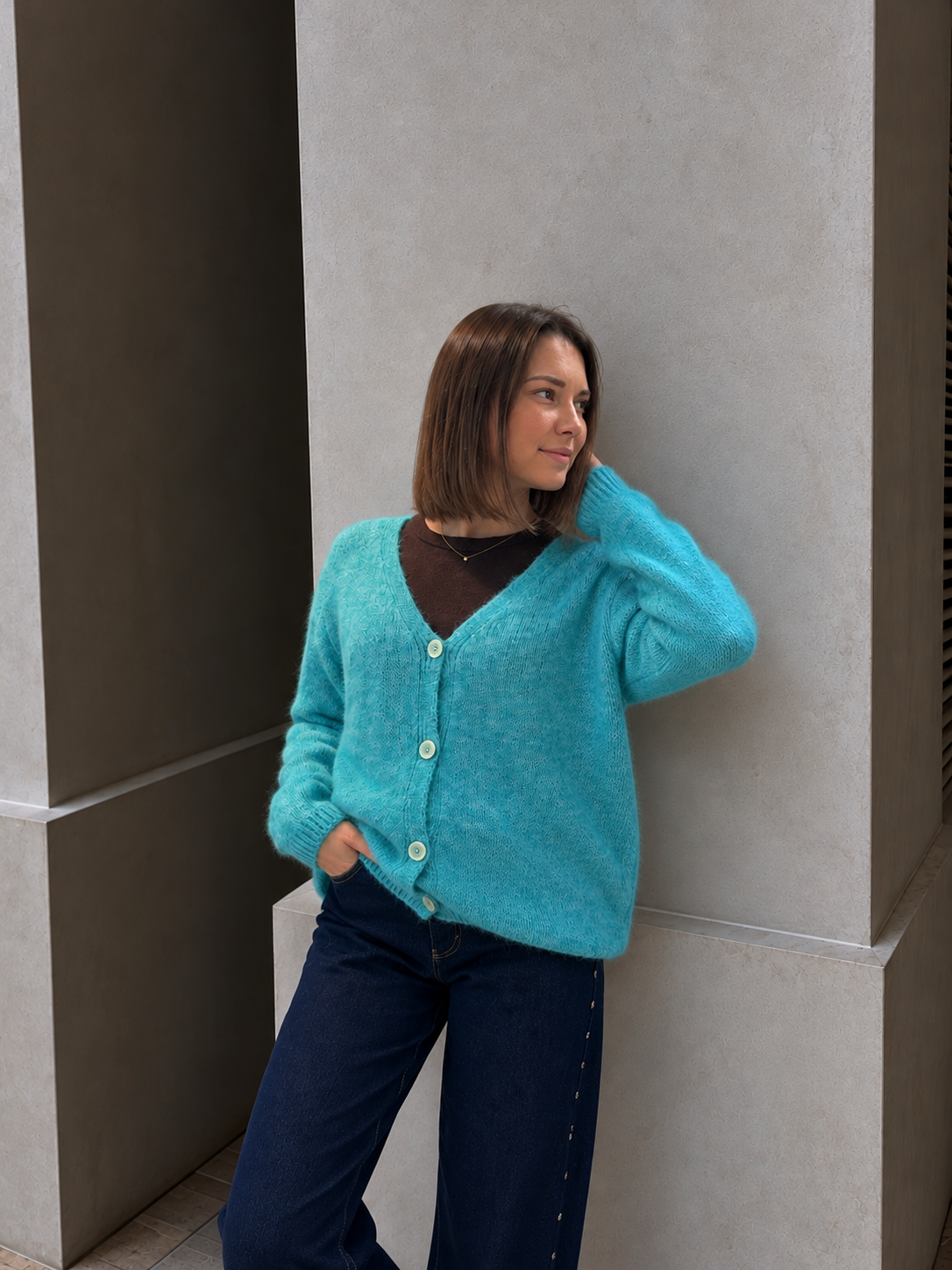 Gilet cardigan moelleux à col V