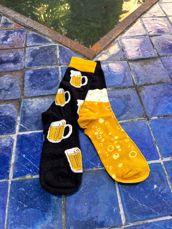 Chaussettes marrantes à imprimé bières