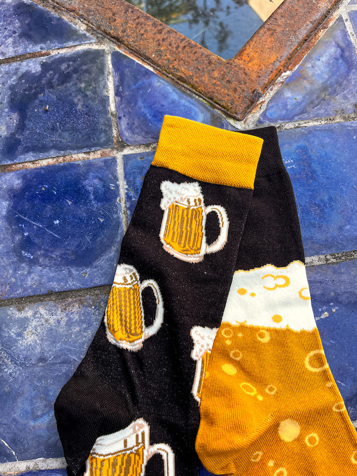 Chaussettes marrantes à imprimé bières