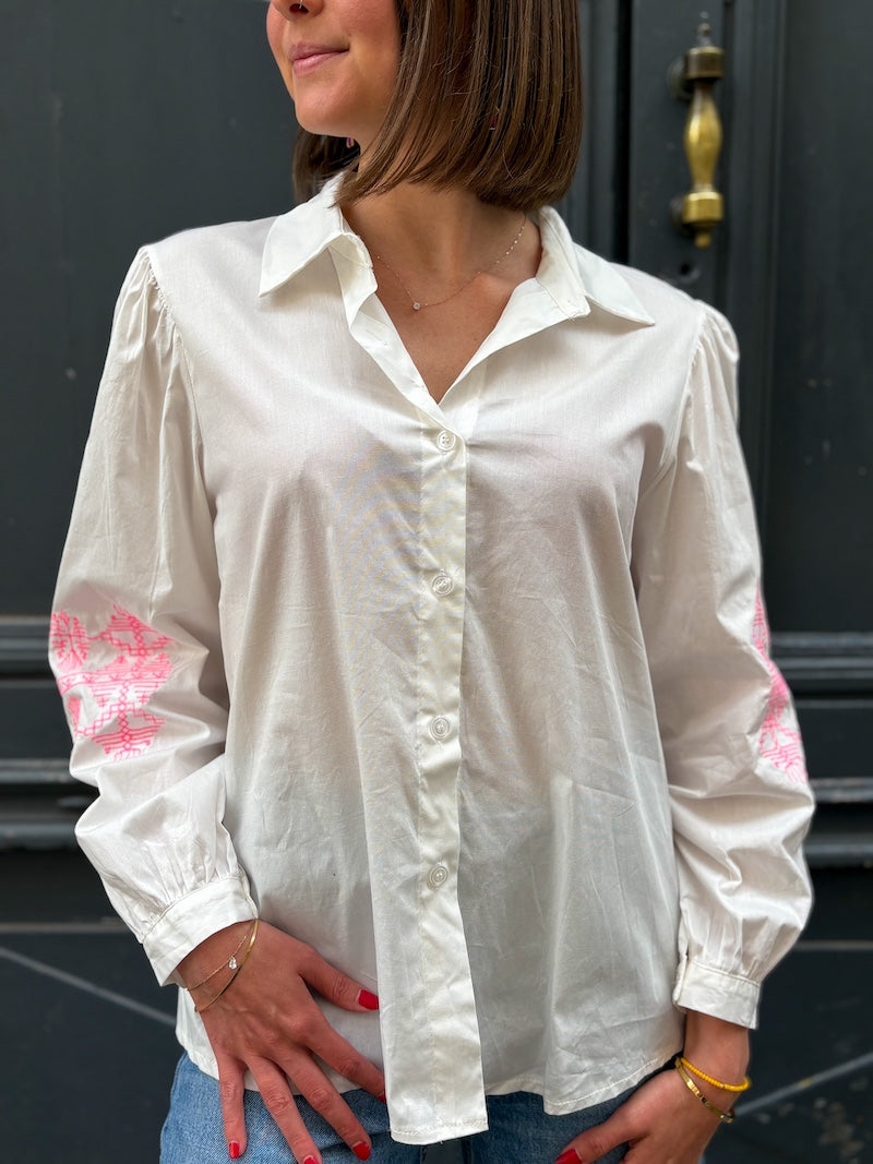 Chemise blanche bohème brodée