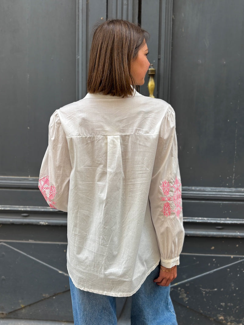 Chemise blanche bohème brodée