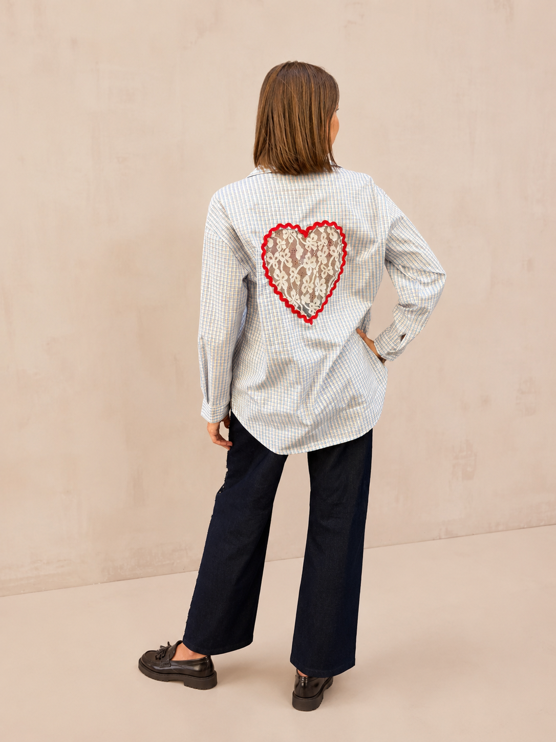 chemise tendance coeur en dentelle dos tendance pour femme