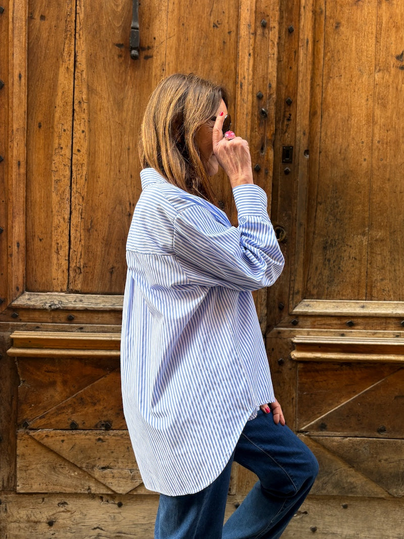 Chemisier ample rayé à motif fraise