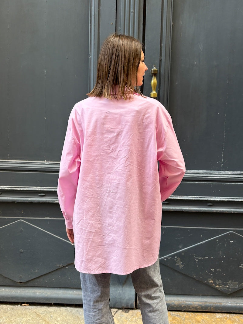 Chemisier oversize rose motifs bohèmes