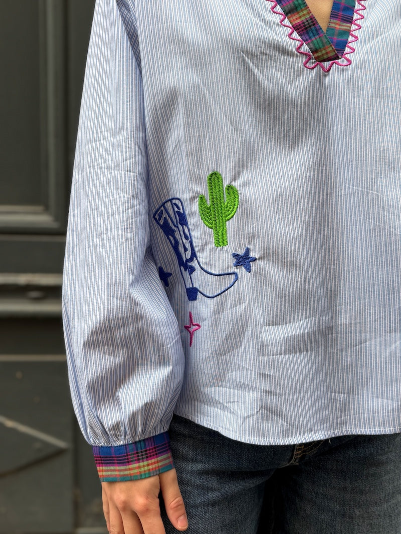 Chemise bohème pour femme brodée