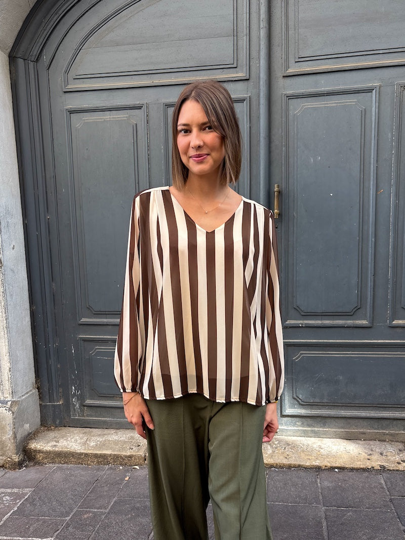 chemise tendance à rayures pour femme mi-saison