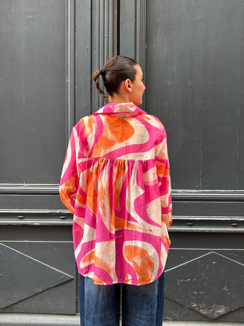 Chemise bohème pour femme rose