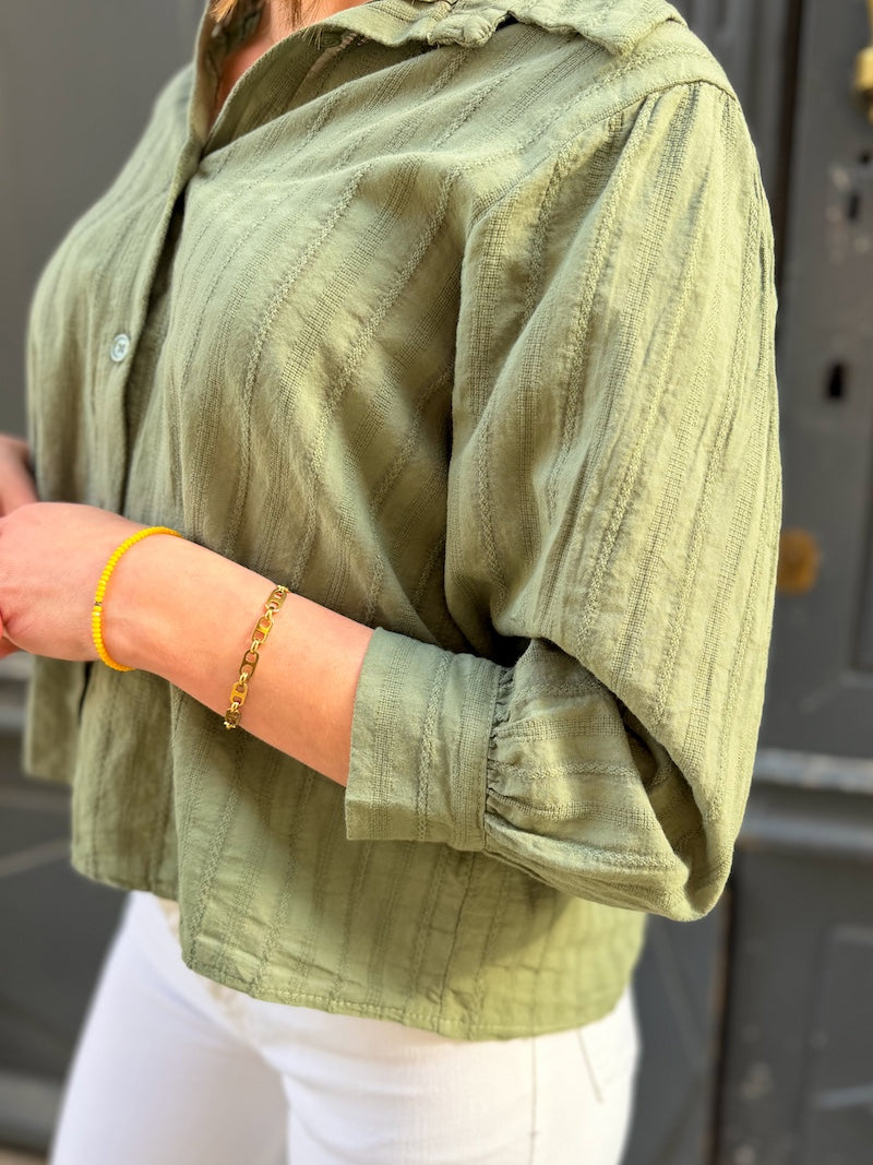 Chemise bohème en coton kaki