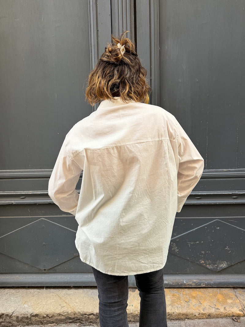 Chemisier blanc oversize motif bohème étoile - oeil sacré