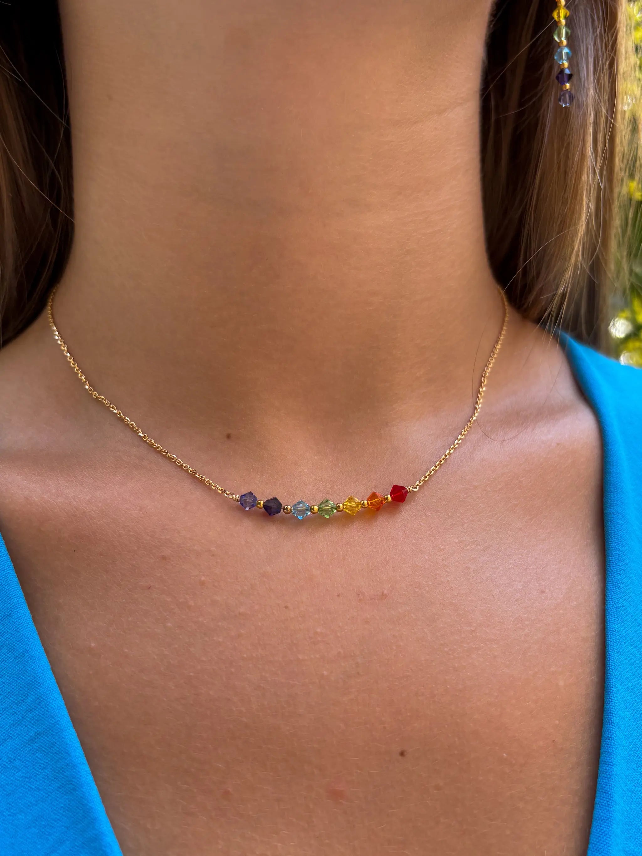 Collier en cristal de Swarovski multicolore fait main