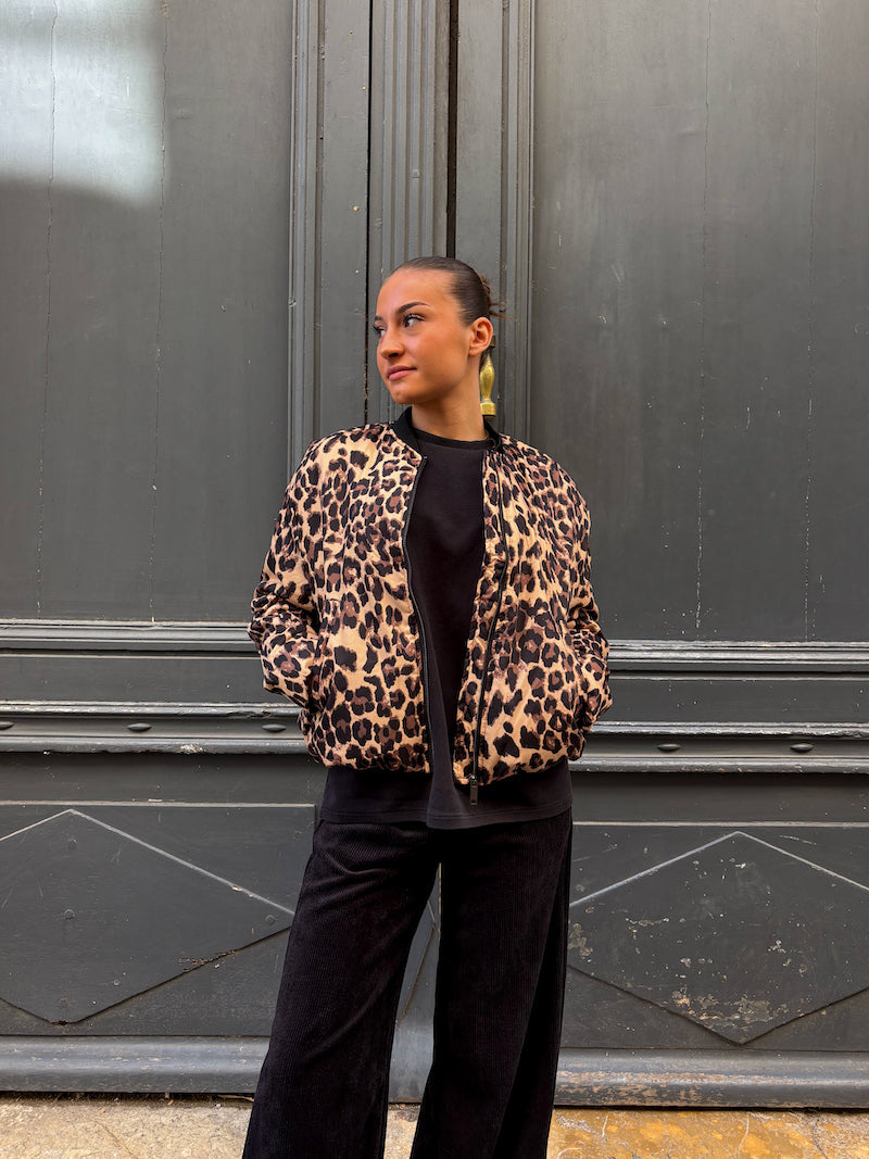 Doudoune tendance motif léopard