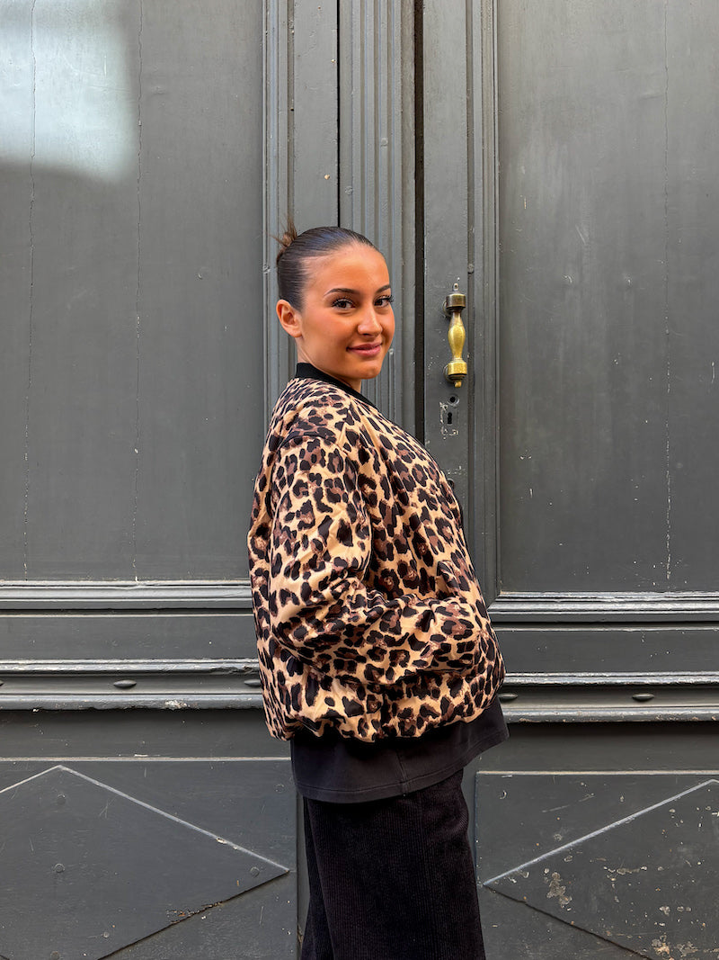 Doudoune tendance motif léopard
