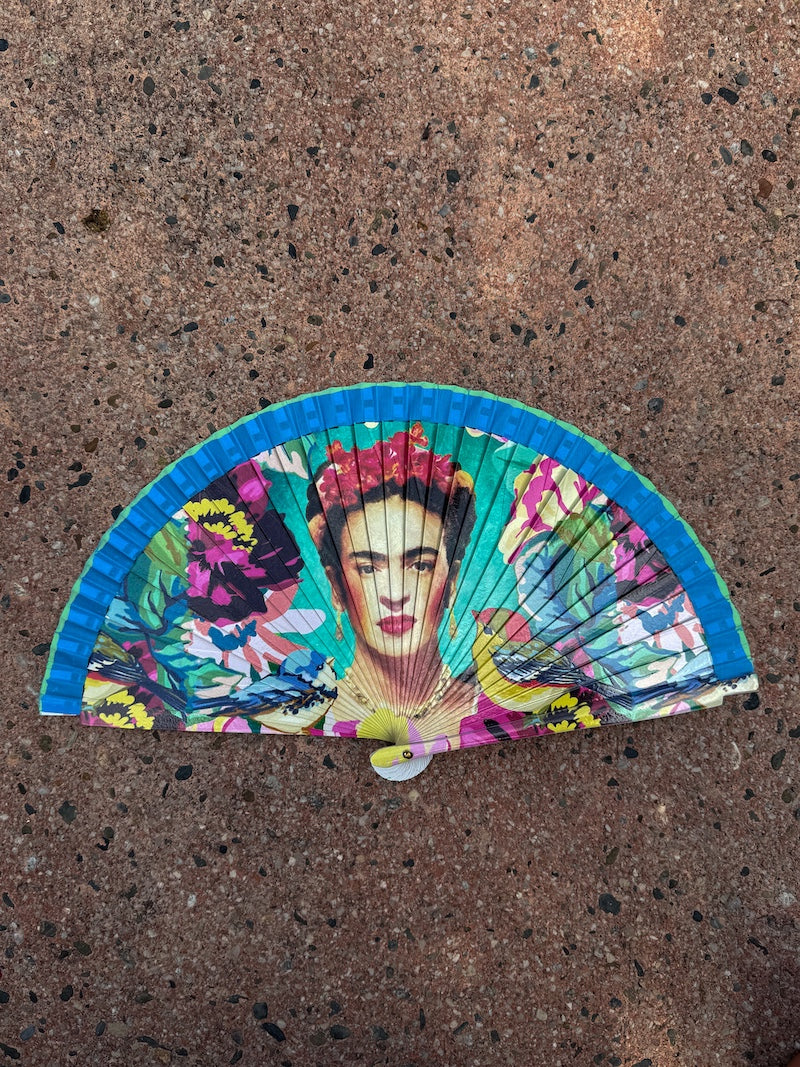 Éventail Frida Kahlo bleu