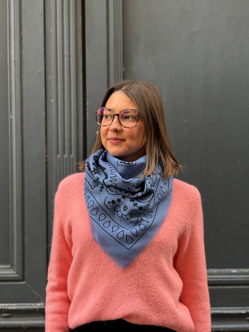 Foulard bandana bleu en coton