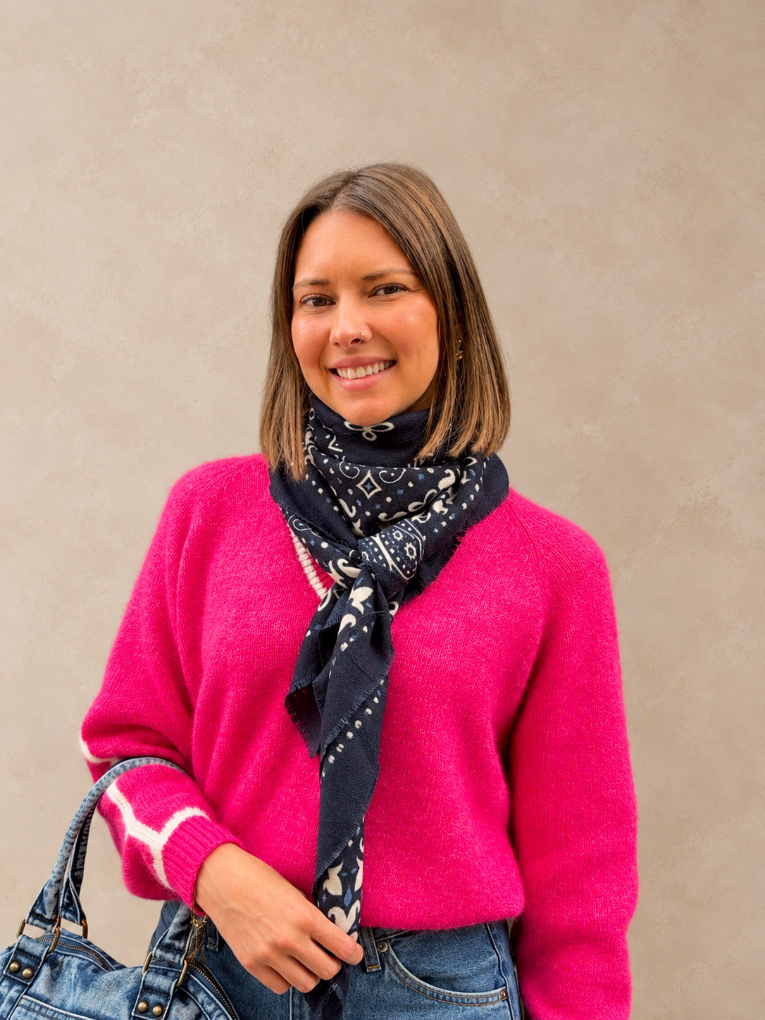 foulard tendance imprimé bandana bleu marine