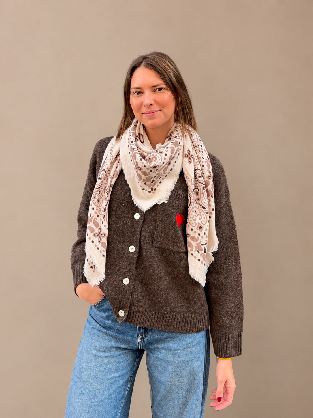 foulard bandana blanc cassé beige tendance