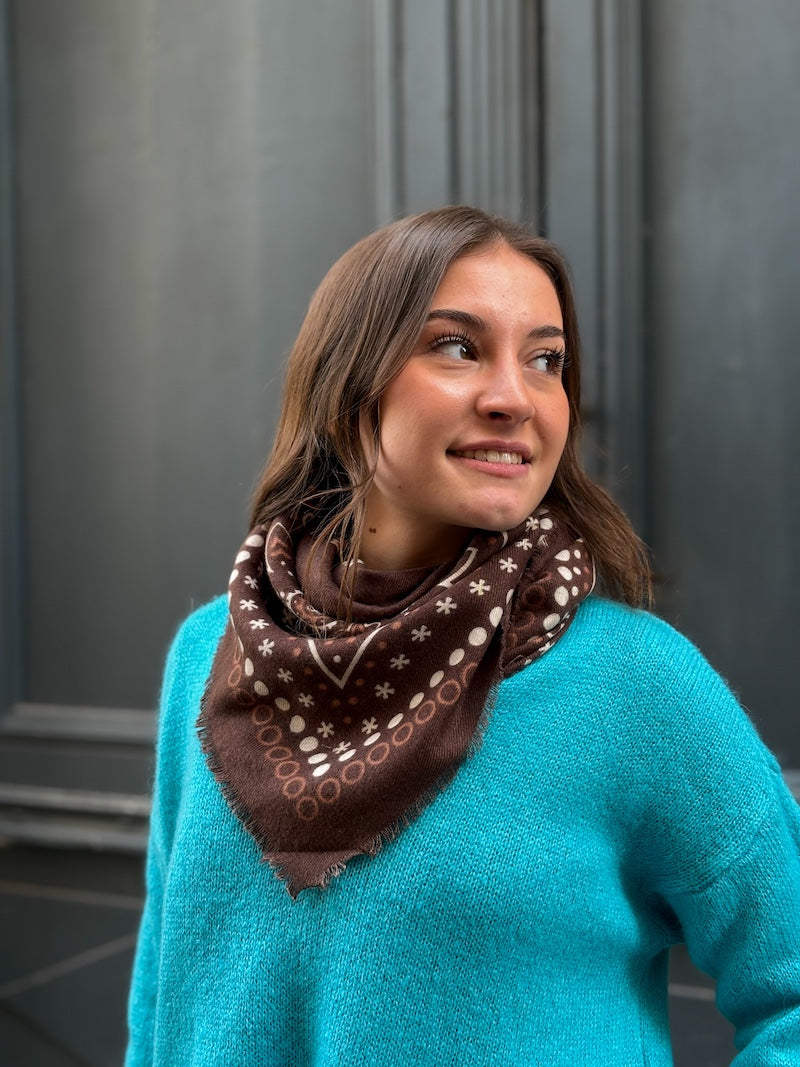 Foulard bandana marron en laine