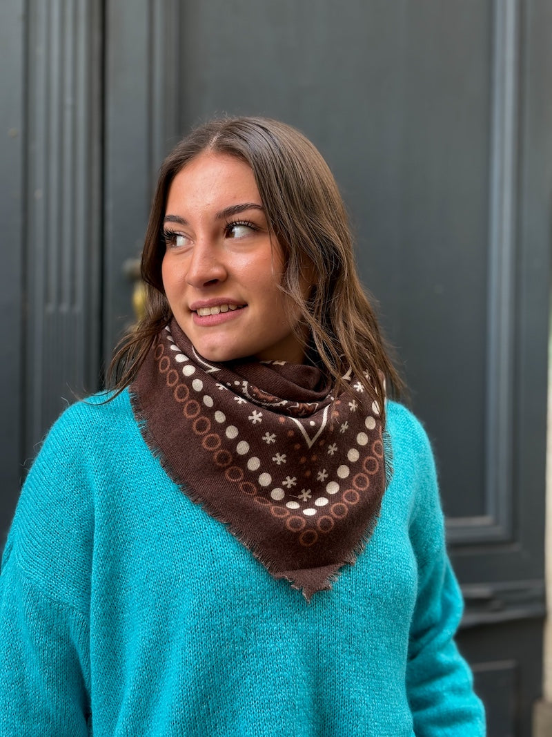 Foulard bandana marron en laine