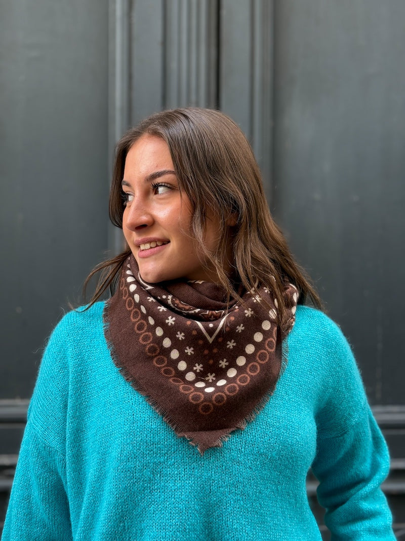 Foulard bandana marron en laine