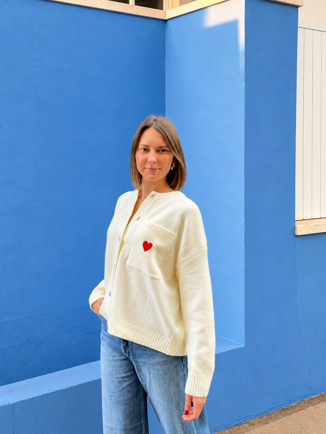 gilet blanc coeur tendance pour femme