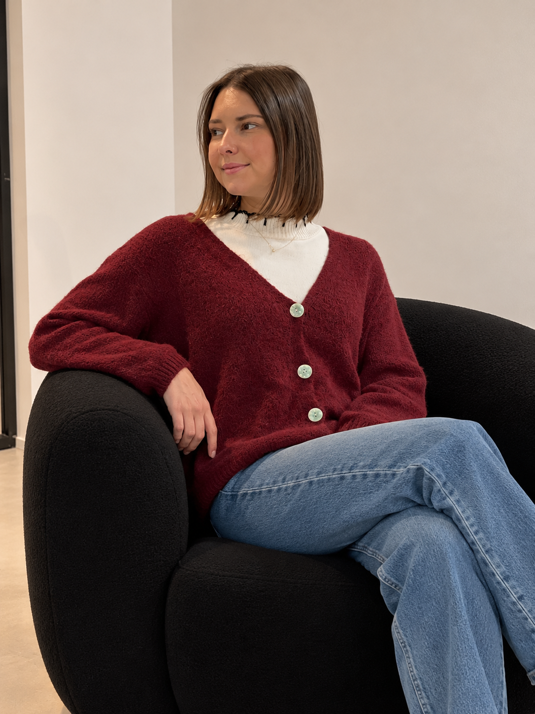 Gilet cardigan moelleux à col V