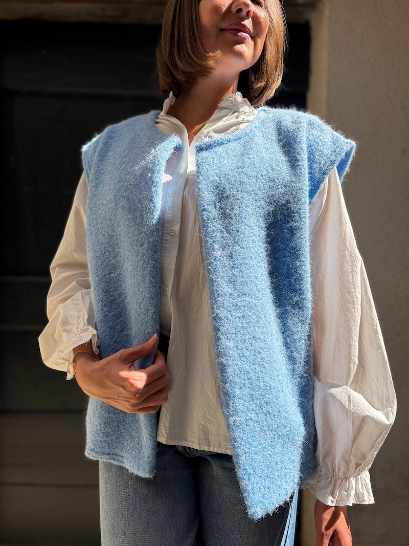 gilet duveteux sans manches tendance pour femme