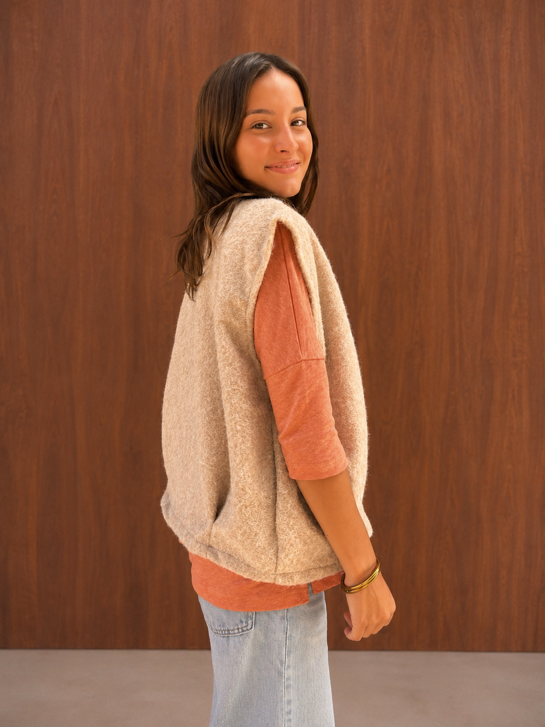 gilet sans manches duveteux tendance pour femme