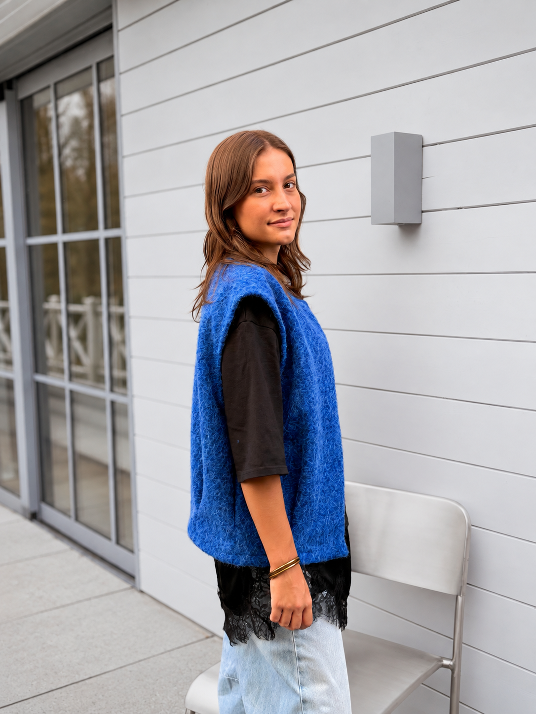 gilet bleu tendance pour femme