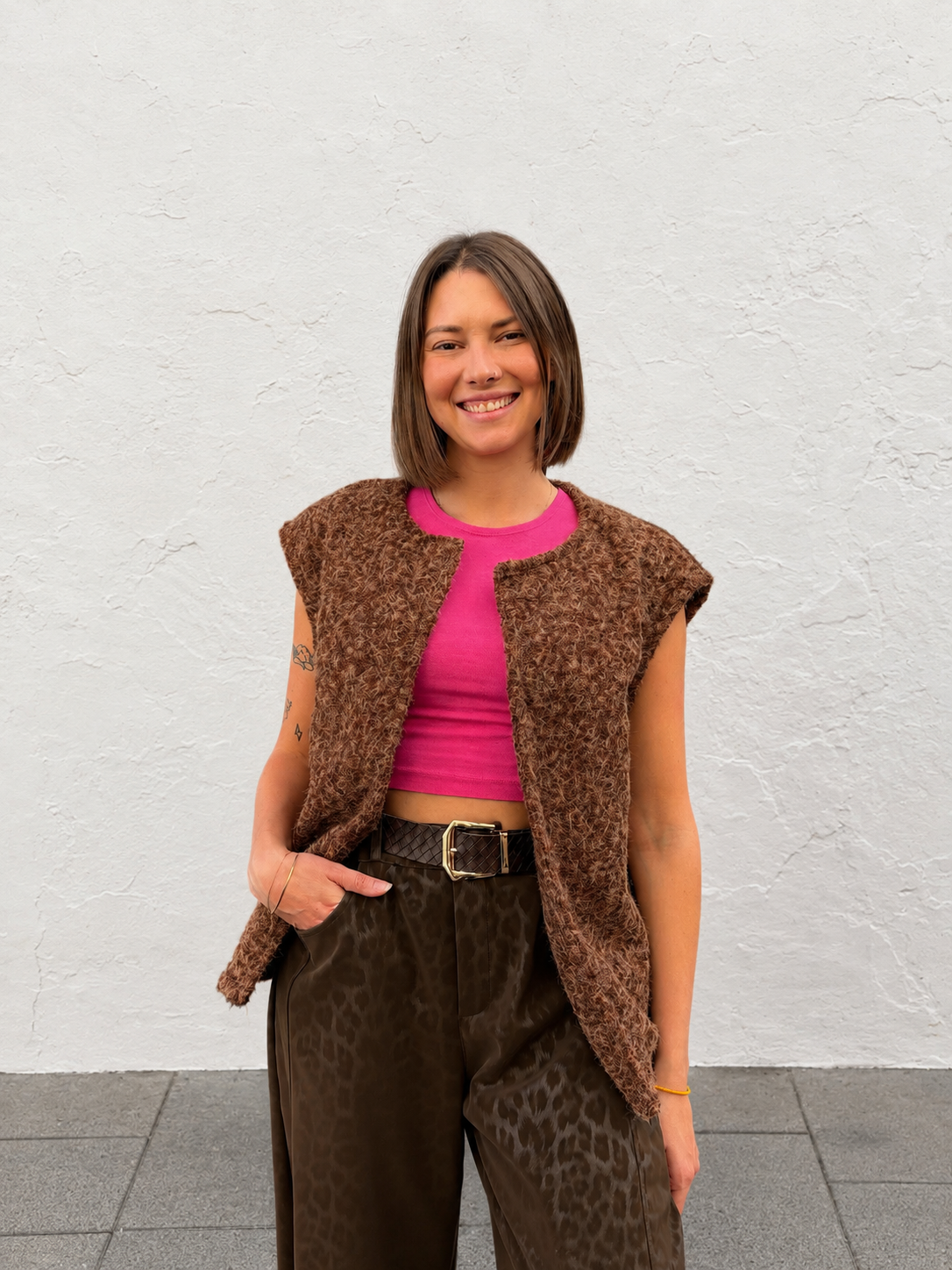gilet sans manches marron tendance femme