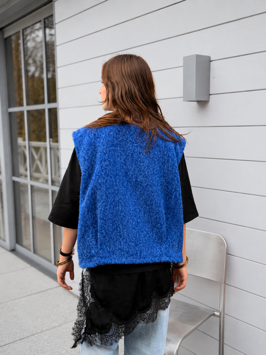gilet tendance pour femme sans manches bleu roi