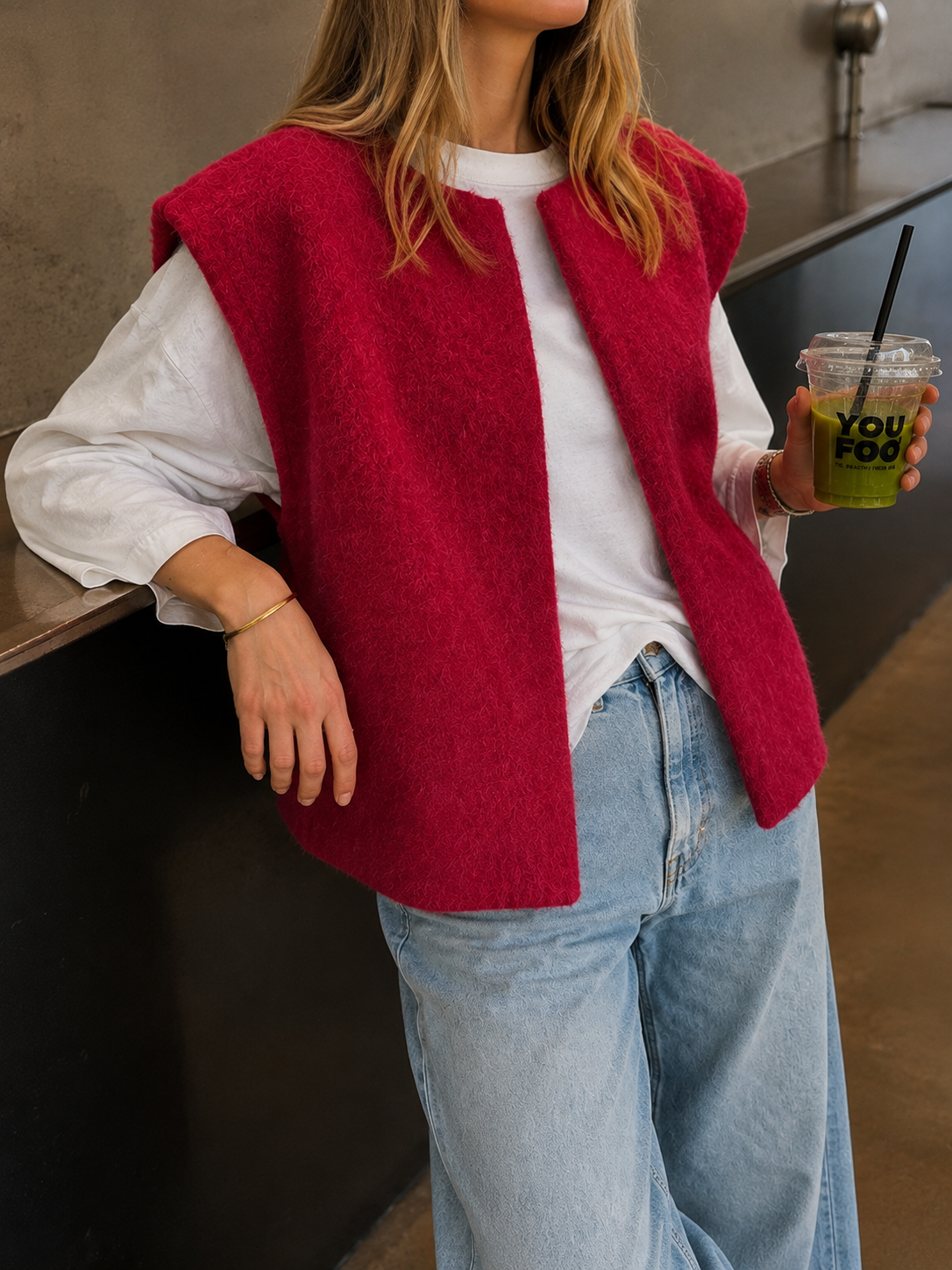 gilet duveteux sans manches pour femme