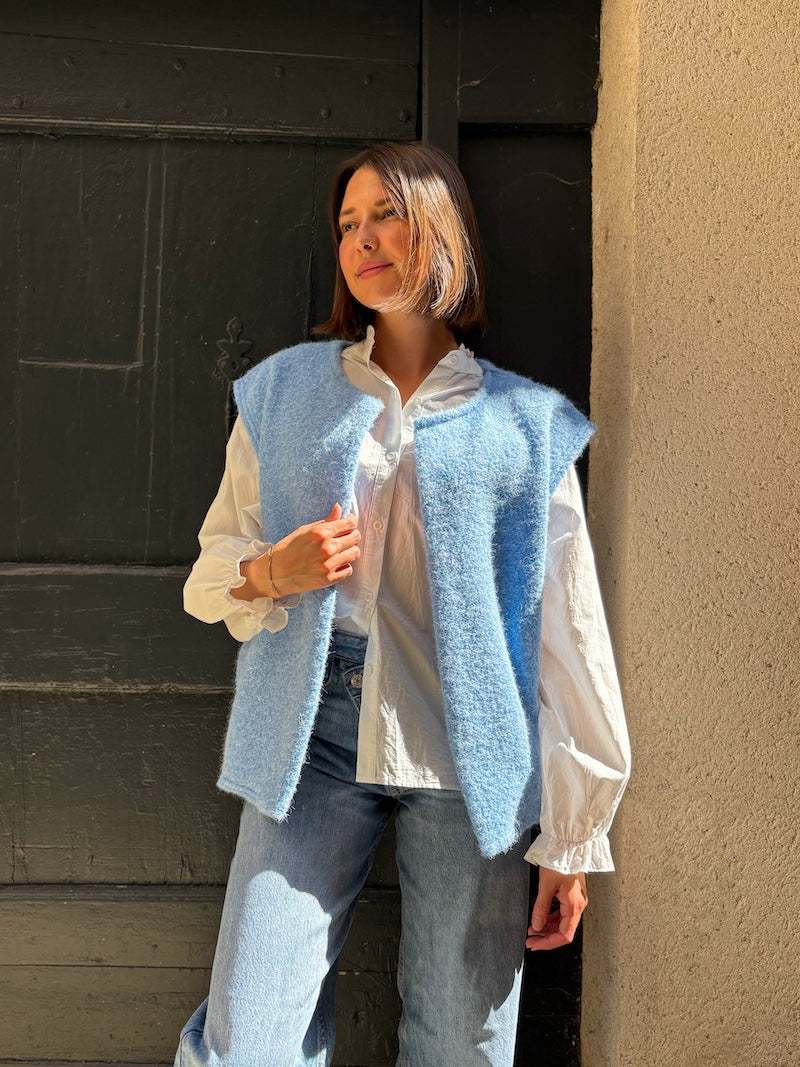gilet sans manches duveteux tendance