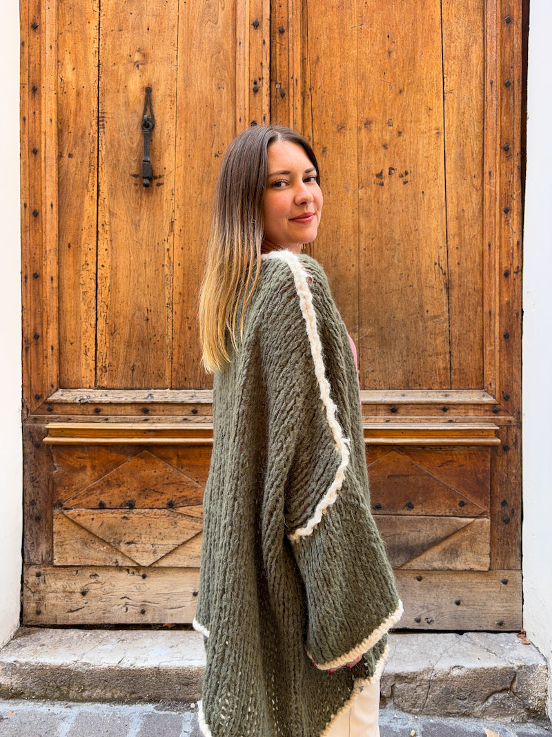 Gilet oversize en maille kaki April vintage