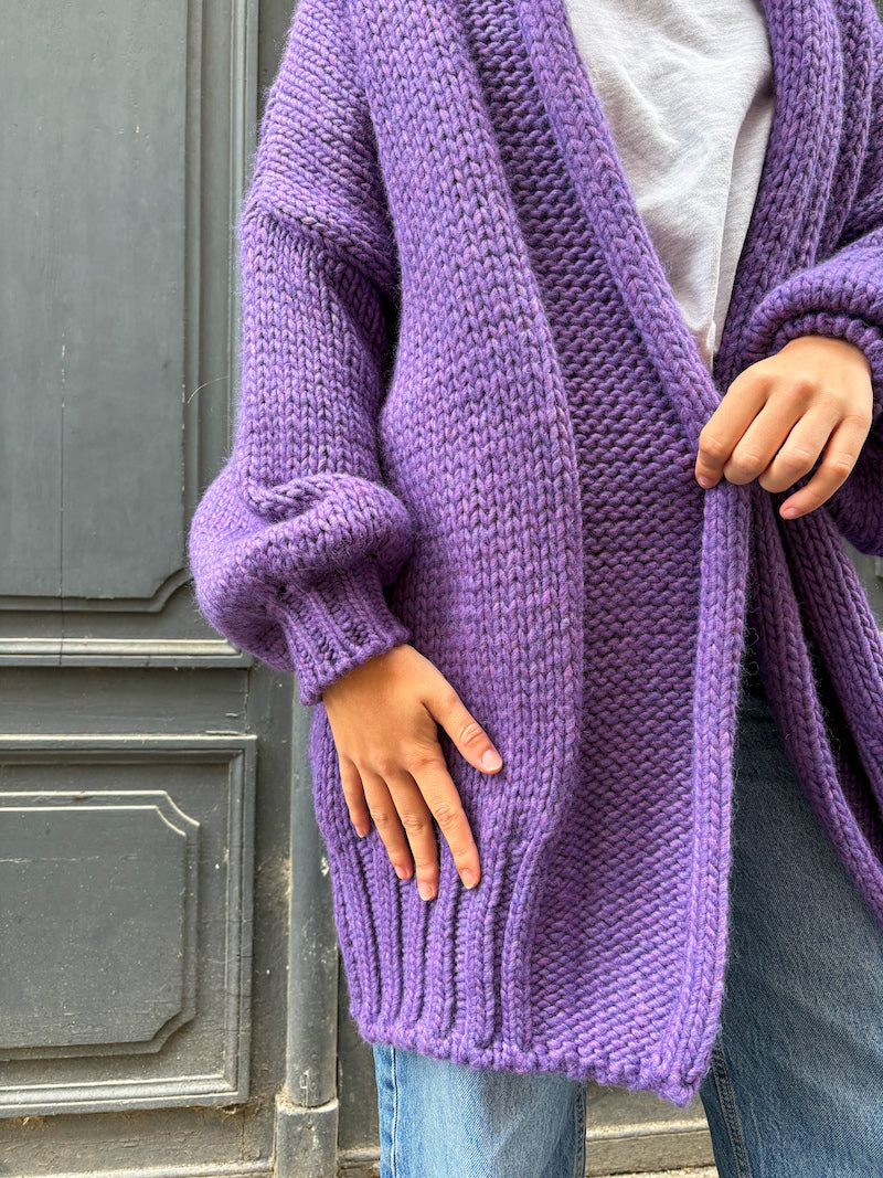 Gilet long oversize en maille violette Banditas from Marseille Nina